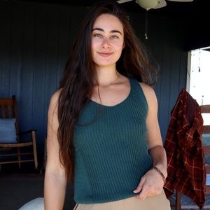 Green Sweater Tank Cashmere Cotton Blend